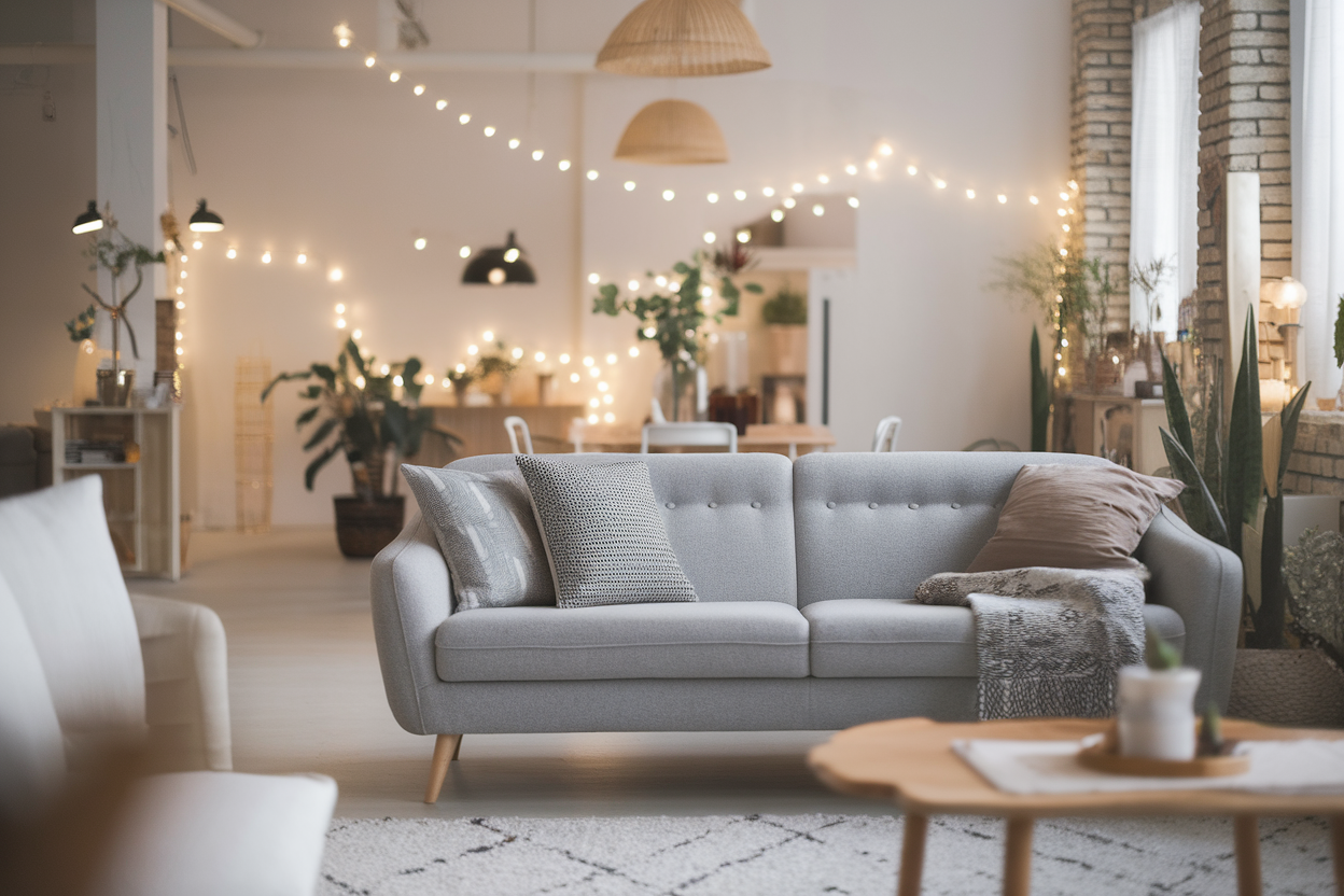 Canapé Gris : Idées Déco pour un Salon Tendance Style scandinave ou industriel : un mariage de simplicité et de caractère