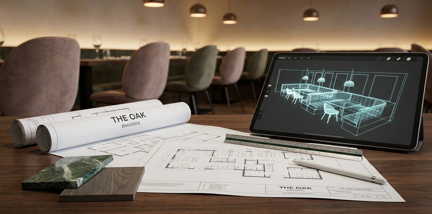 Le cadrage technique d'un architecte d'intérieur pour restaurant
